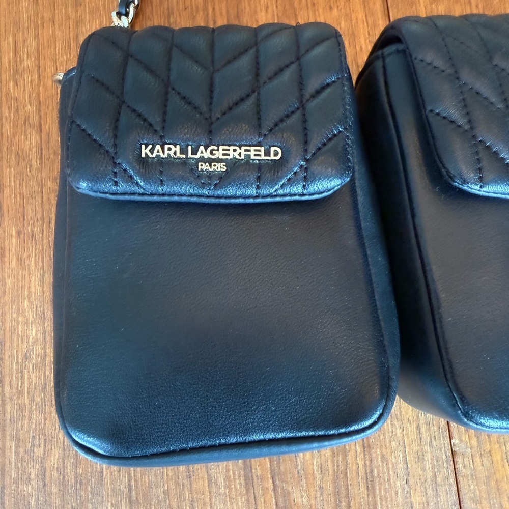 Karl Lagerfeld Dual Black Quilted Crossbody Bag - Picture 3 of 11